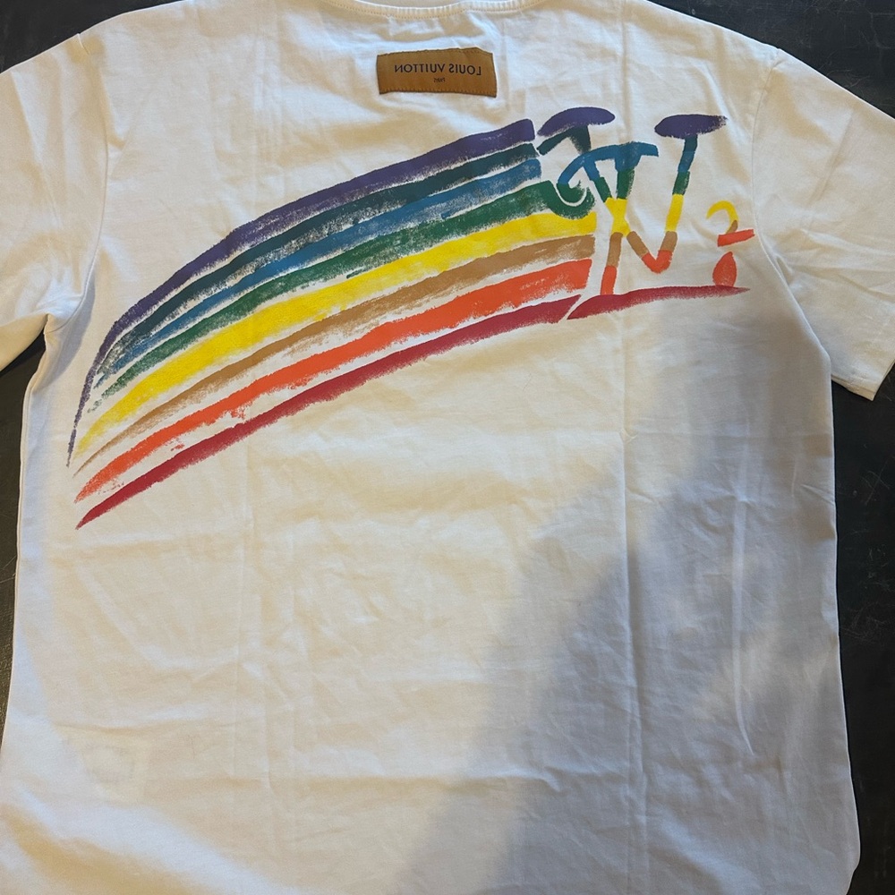 LV White  T-Shirt with Colorful Design